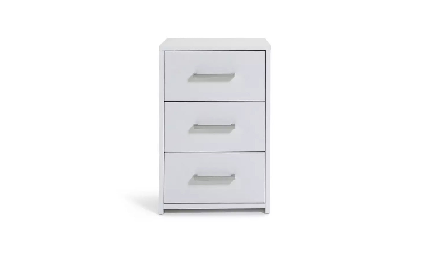 Assembled 3 Drawer Bedside Table - White